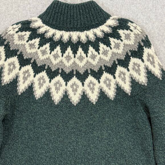 LL Bean Full Zip Cardigan Sweater Size S Classic Rag 100% Lambs Wool Fair Isle - Picture 9 of 16